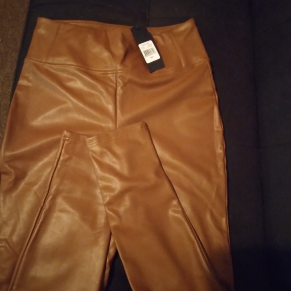 (SOLD).....Black Tape Faux Leather Leggings - Picture 3 of 3